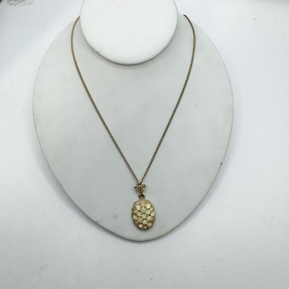 Emmons Vintage Opalescent Rhinestone Pendant Necklace  20” - Picture 9 of 11